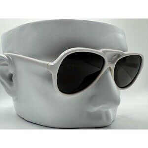 NEW Vintage Sunglasses | Non RX | Aviator Style | Grey Lens | White Frame